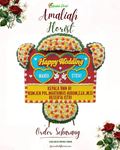 Karangan Papan Bunga Pernikahan di Paguyangan